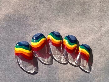 ゆびノさき イバラキシ(ibarakishi)/虹フレンチネイル