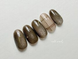 チェックネイル　秋ネイル