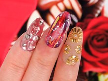 カラーズ 浜松店(colors)/ハート×フラワー欲張りネイル♪