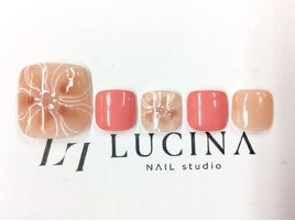 NO-157 花柄ラインネイル