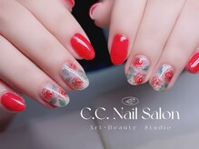 シーシーネイルサロン 池袋(C.C.Nail salon)/手描き薔薇.