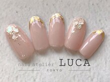ネイルアトリエルカ(nail atelier LUCA)/W-108 シェル×ガラスフレンチ