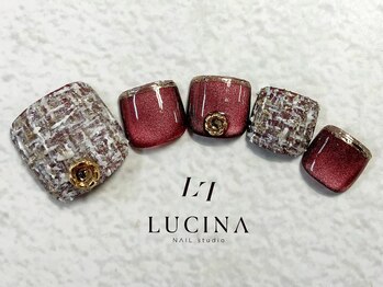 ネイルスタジオ ルキナ(LUCINA)/c-405 ボルドーツイードネイル