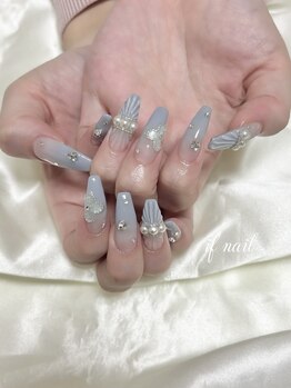 イフネイル(if nail)/◇くすみブルーネイル◇