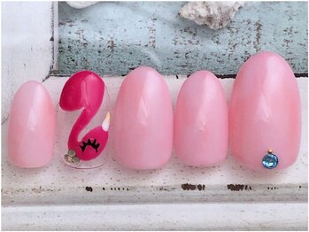 ピンクフラミンゴネイル Pg ネイルビートアンドアイラッシュミーマ 上野店 Nail Beat Eyelash Miima のフォトギャラリー ホットペッパービューティー