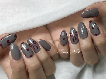 手描きハート、リボン