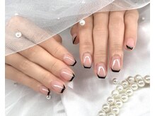 ニーネイル 阿波座(nii_nail)/大人上品ブラックフレンチネイル
