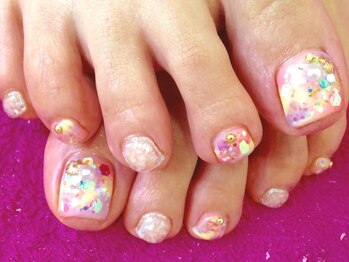 ネイルサロン ティディ(TIDY)/シェル×ホロFOOT