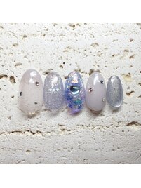 ブルー × キラキラネイル♪