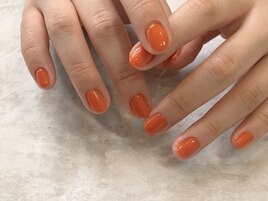 オレンジワンカラーネイル