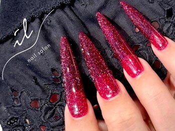 イル 神戸店/赤×フラッシュネイル