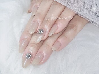 アネラ ネイルズ(Anela_nails)/ワンカラー+ワンホンパーツ