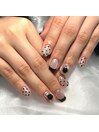 モノトーンネイル/薔薇ネイル