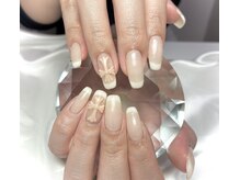 アールケーネイル 中野坂上(RK nail)/白フレンチ　クロム　クロス