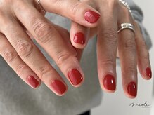 ミエレ(miele)/赤ワンカラーショートネイル