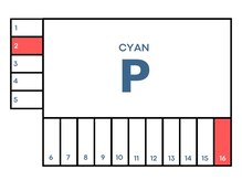 駐車場No.2とNo.16になります。ブロックに【CYAN】とあります。