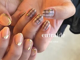 チェック×ベージュネイル