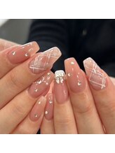 ジーナネイル 京都駅前(Zina nail)/ピンクベージュチェックネイル