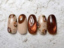 アヤ(AYA)/ブラウンフラワーネイル