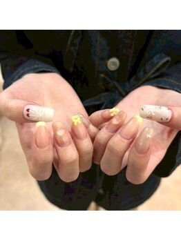 フレンチネイル/薔薇ネイル