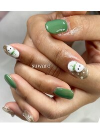 雪だるま&雪の結晶ネイル