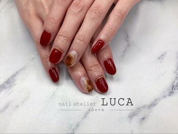 ネイルアトリエルカ(nail atelier LUCA)/W-446　ボルドー×べっ甲ネイル