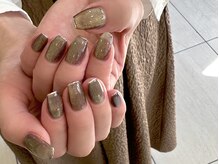 ネイルマジック 仙台一番町店(NAIL MAJIC)/カーキマグネットミラーフレンチ