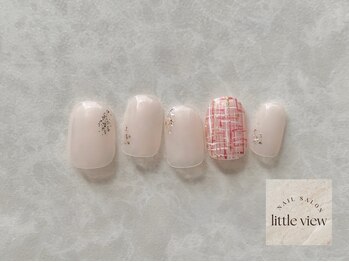 リトルビュー(little view)/ベージュ×ツイード ¥7980