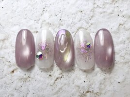 紫チークニュアンスネイル