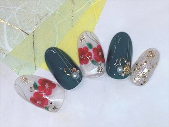 アルセア 上野御徒町店(Alcea)/椿 金箔 和装 ネイルチップ