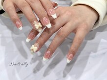 ネイルズアリー 立川店(Nails ally)/チーク×ネイル×リボン×押し花
