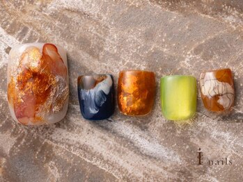 アイネイルズ 吉祥寺店(I nails)/秋色ニュアンスフットネイル