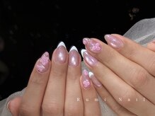 ワンホンネイル 新宿(Rumi Nail)/ピンクネイル/フレンチ/フラワー