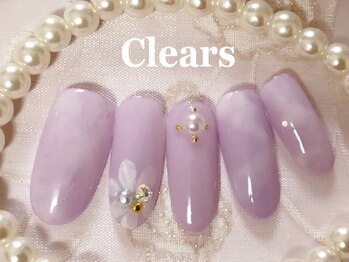 ビューティーネイルサロン クリアーズ(Clears)/ラベンダーお花タイダイネイル♪