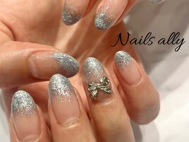 シルバーラメ×シロップ×リボン