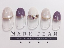 マークジーン 甲南山手(MARK JEAN)/マーブルビジューホワイトネイル