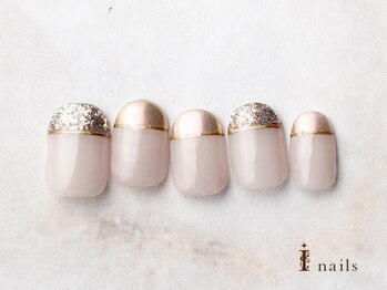 アイネイルズ 横浜EAST店(I-nails)/上品メタリックミラーフレンチ