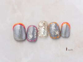 キラキラシェル夏ネイル
