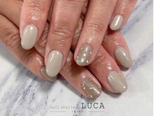 ネイルアトリエルカ(nail atelier LUCA)/W-436 グレージュビジューネイル