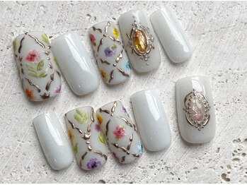 アトリエ フィオリトゥーラ 名古屋店(atelier FIORITURA)/フラワー×ジュエリーネイル