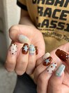 チェック+ドット