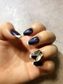 蝶々パーツ×フレンチネイル