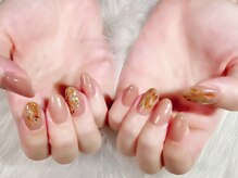 アップネイル/秋ネイルニュアンスアート付き　