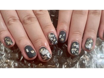 ネイルサロン リスタ(Rista)/ニュアンス　グレー　箔