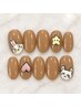 【キャラ,ペットネイル】キャラアート2本+シンプルアート2本+ワンカラー