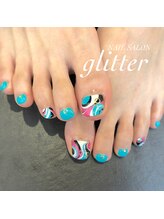 ネイルサロン グリッター(NAIL SALON glitter)/プッチ柄風フットネイル