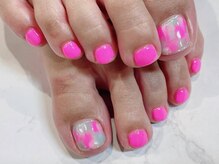 アンジュネイル(Angenail)/ネオンピンクタイダイネイル