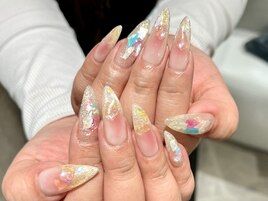 チーク&オーロラストーンネイル