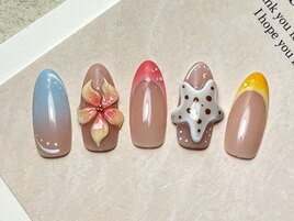 夏フラワーxヒトデ 夏ネイル☆