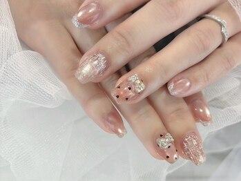 ツイードネイル/ワンホンリボン